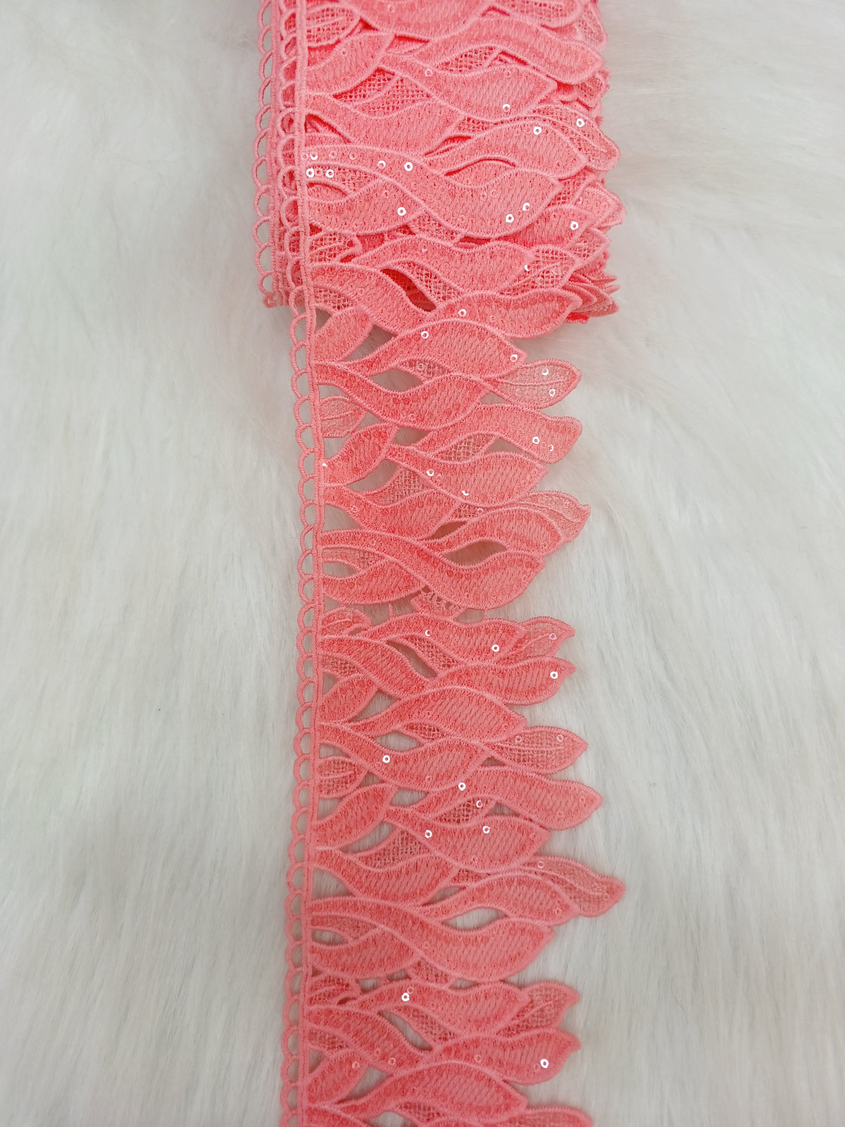 Water sequence work peach colour cotton lace - LH C4Lace Hut Lace Hut