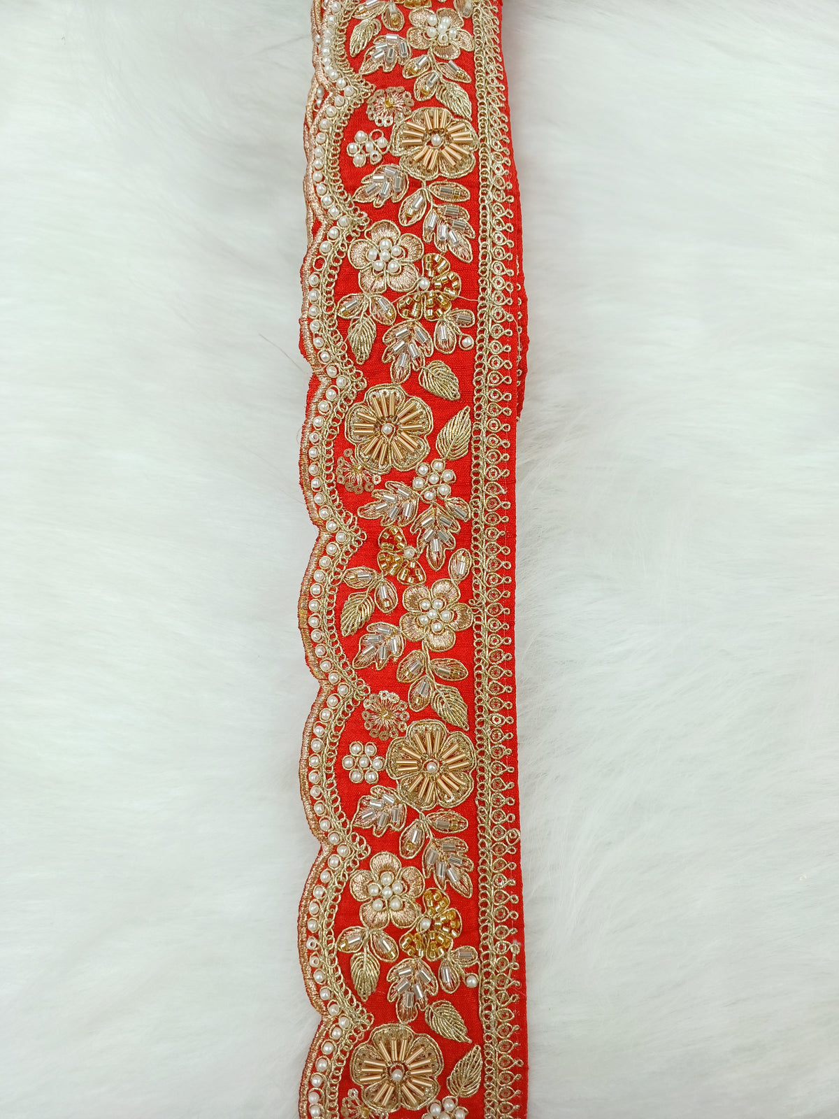 Lauce-hut Rad lace featuring intricate cutdana, moti, and zardosi handwork with detailed embroidery and beadwork.