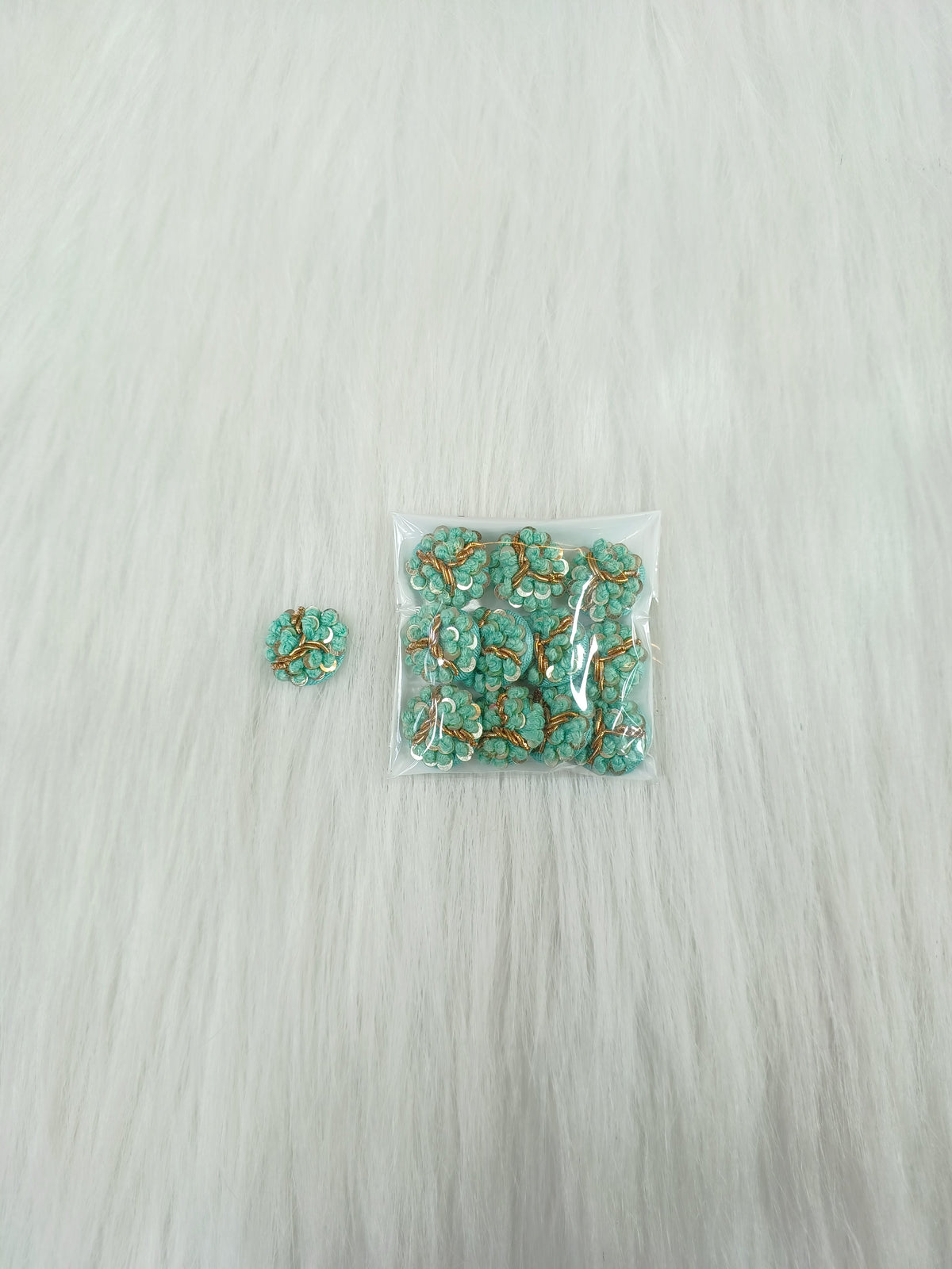 Zardosi and Embroidery handwork mint green button - LH B138