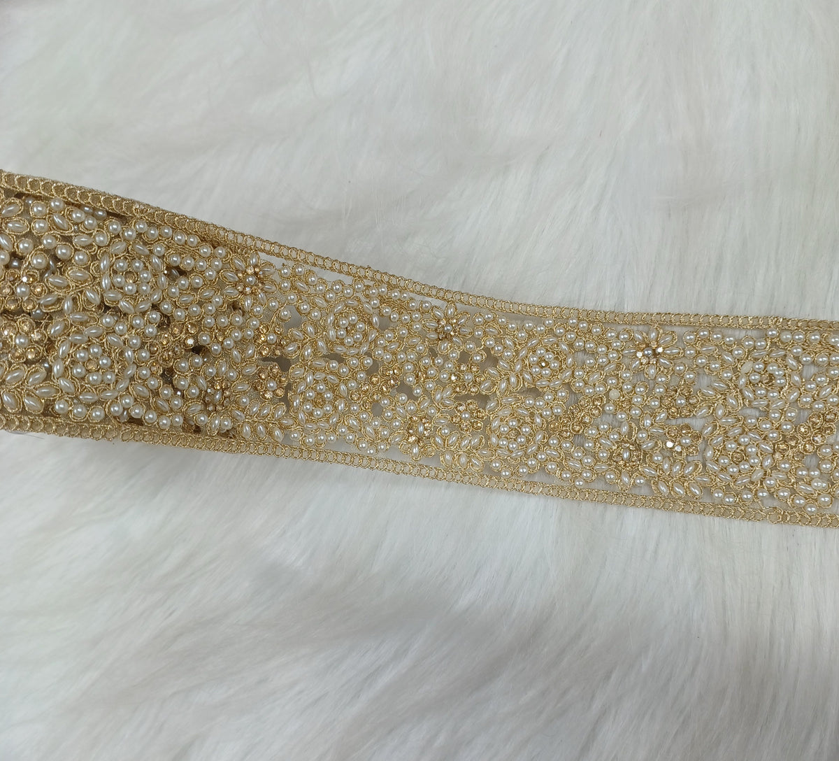 Moti and stonework golden lace - LH A55Lace Hut Lace Hut