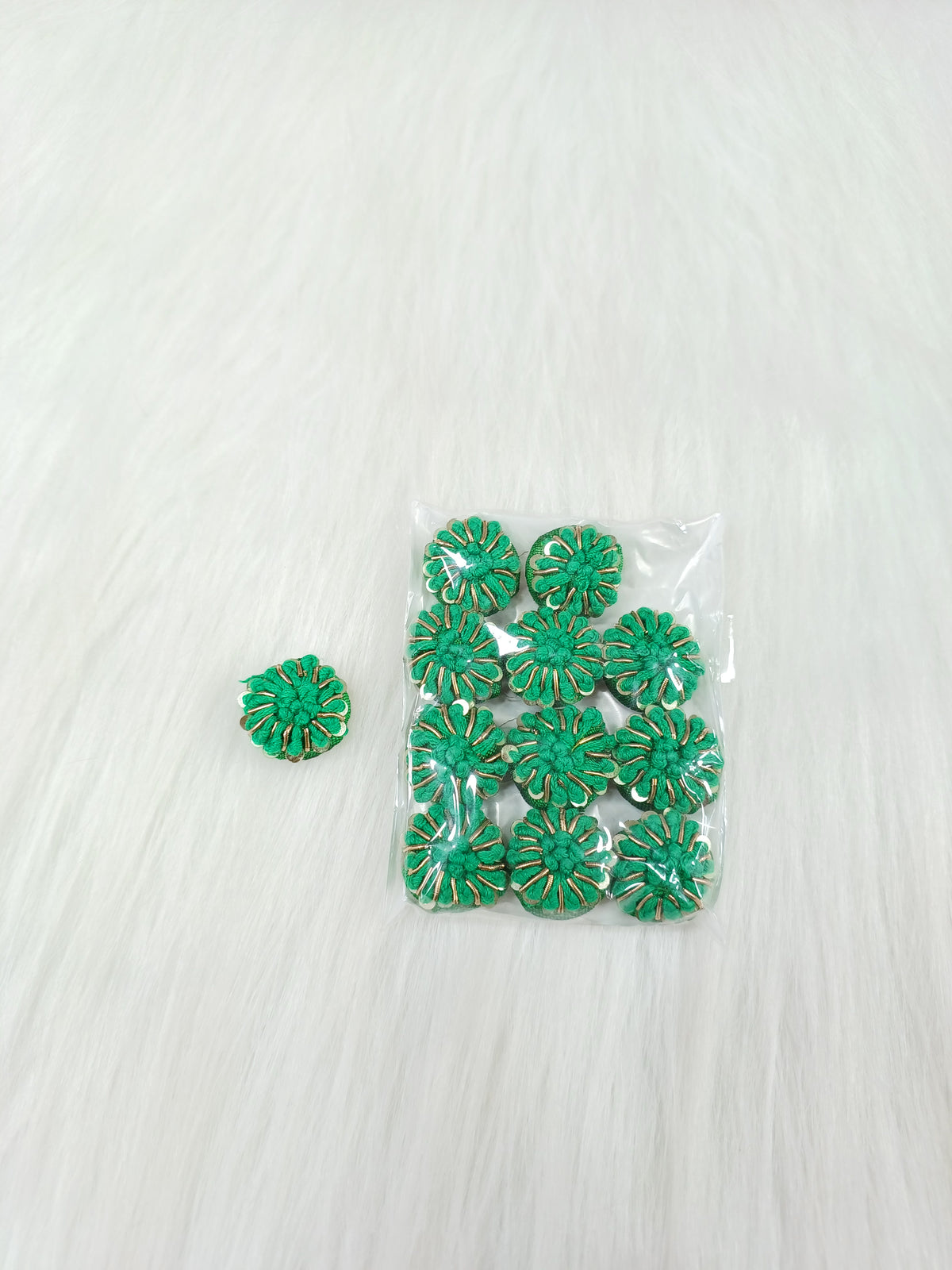 Zardosi and Embroidery handwork green button - LH B150
