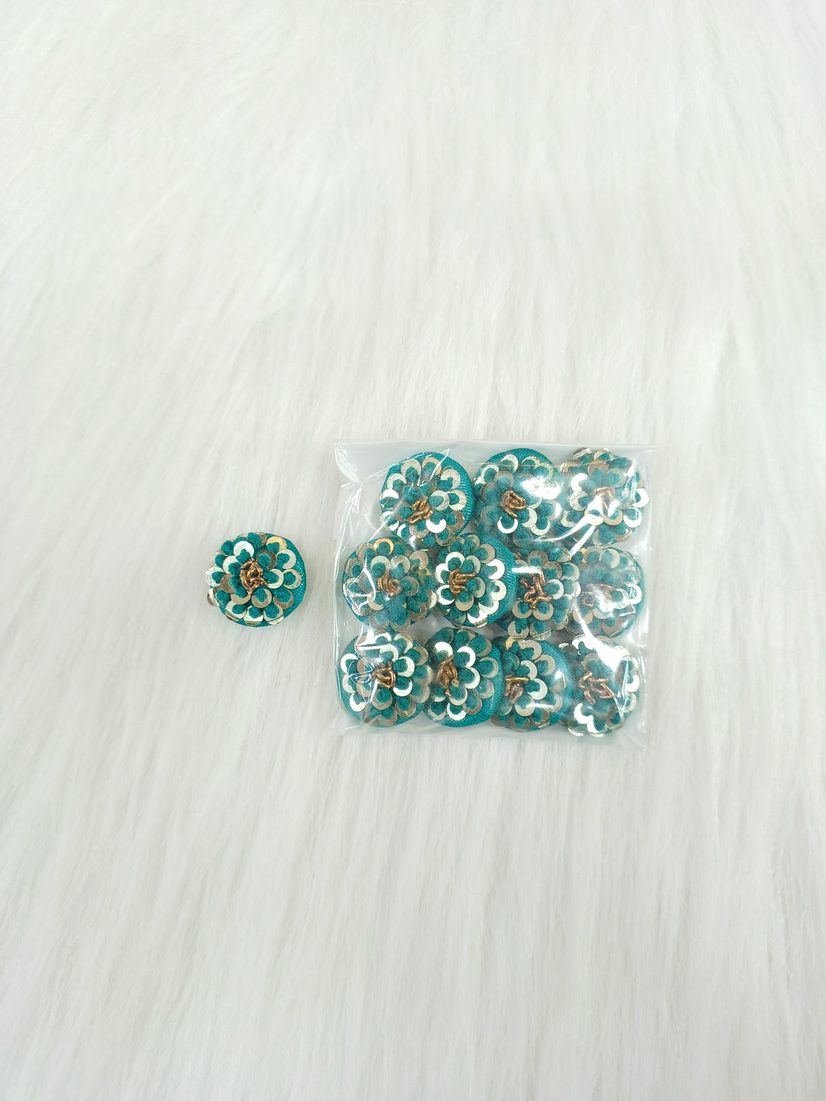 Embroidery and sequence handwork Rama green button - LH B130