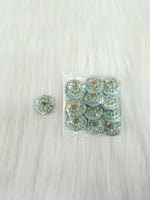 Embroidery and sequence handwork powder blue Button - LH B127