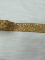 Antique gold lace fabric from Jari Work by Lace Hut, showcasing intricate lace pattern and delicate craftsmanship.