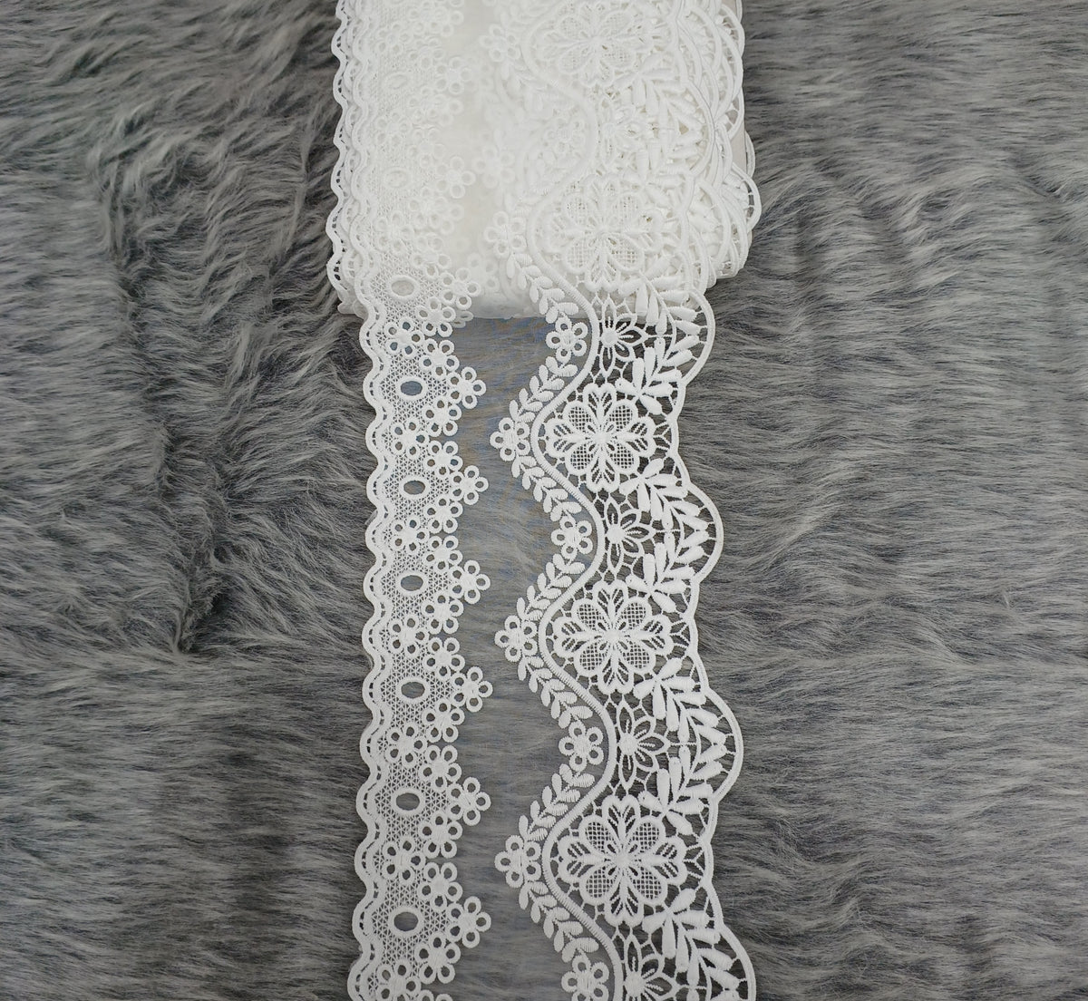 Organza base flower design white cotton lace - LH C6