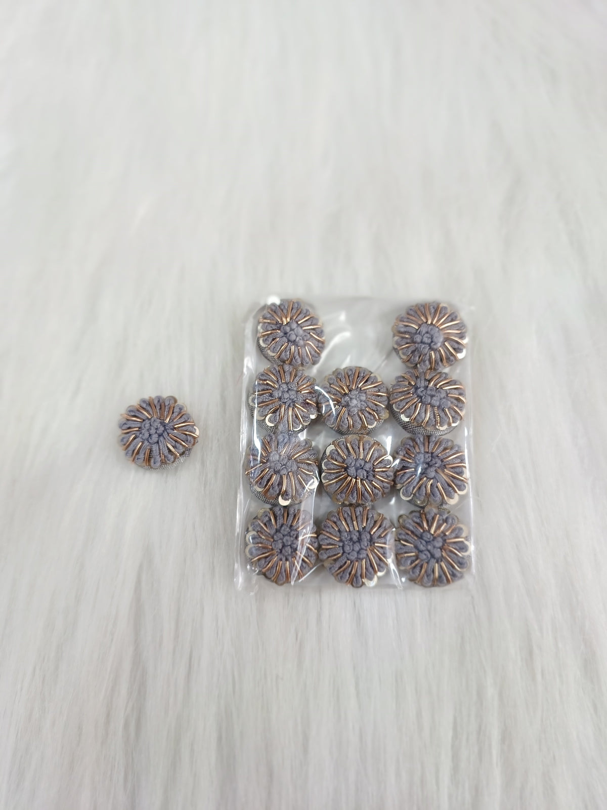Zardosi and Embroidery handwork Grey Button - LH B162