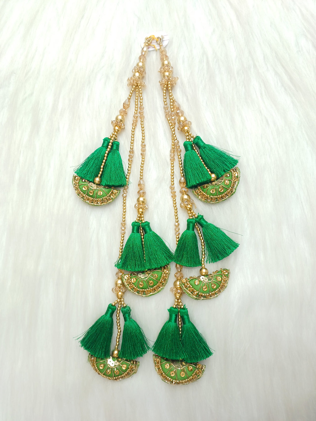Zardosi and Cristal handwork bright green lehenga latkan - LH L20Lace Hut Lace Hut