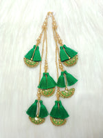 Zardosi and Cristal handwork bright green lehenga latkan - LH L20Lace Hut Lace Hut