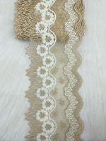 Crochet with jari work beige color lace - LH C2Lace Hut Lace Hut