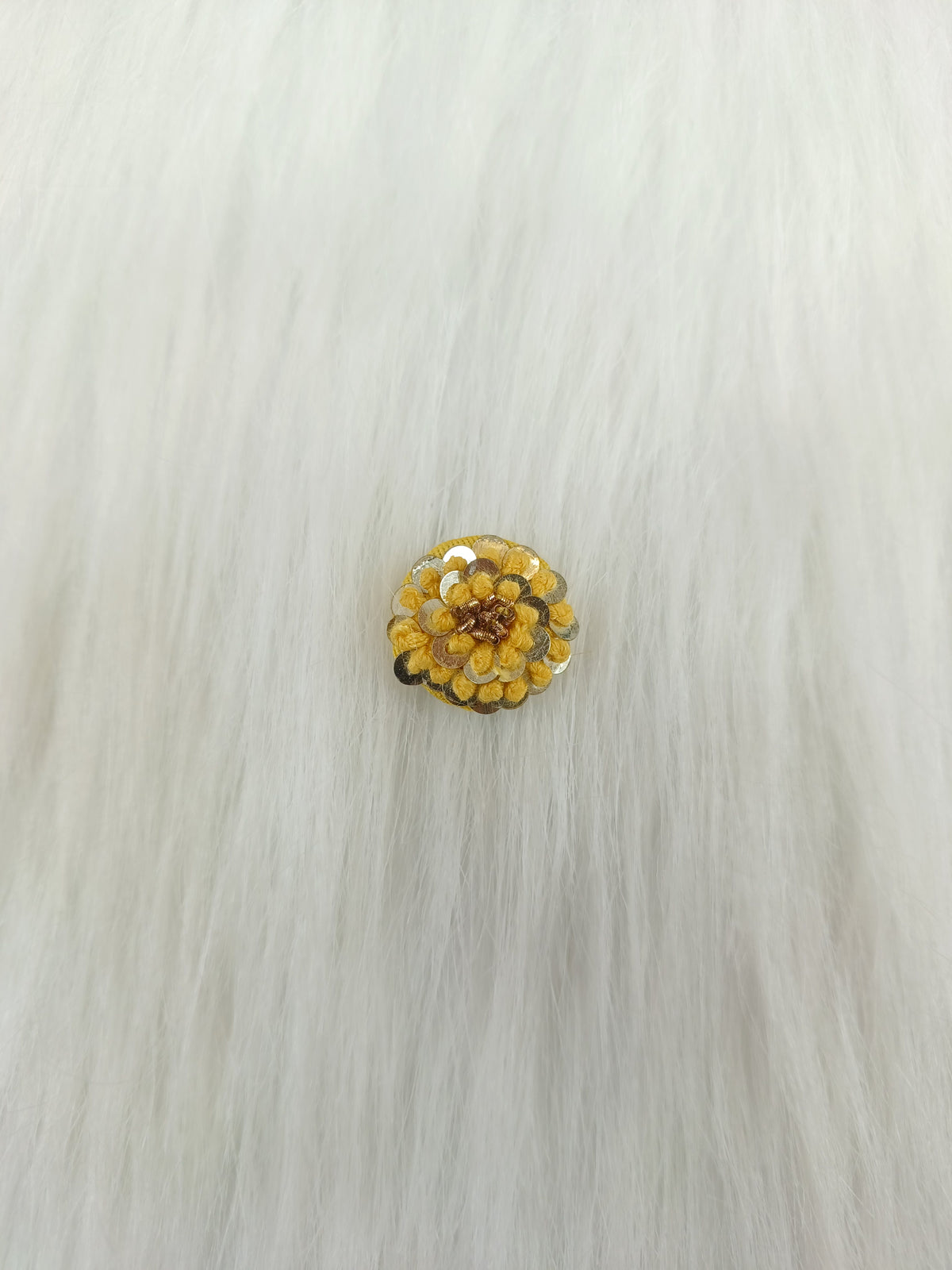 Embroidery and sequence handwork yellow Button - LH B125