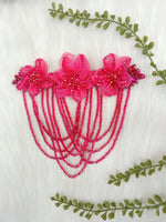 Organza and Cristal handwork Rani pink neck and shoulder patch - LH P18Lace Hut Lace Hut