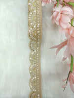 Cutdana and jari handwork golden lace - LH A61Lace Hut Lace Hut