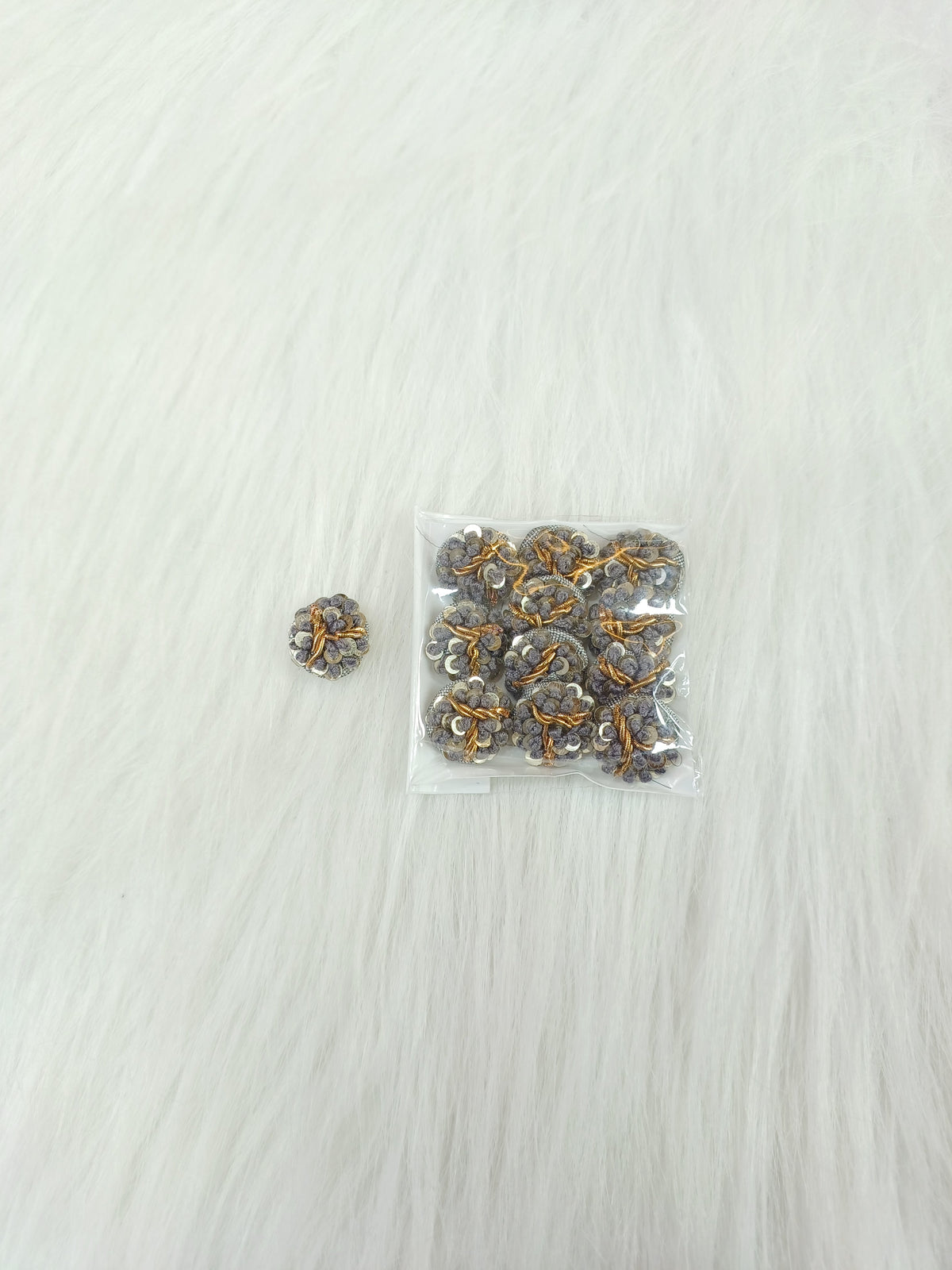 Zardosi and Embroidery handwork Grey Button - LH B147