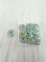 Embroidery and sequence handwork powder blue Button - LH B127