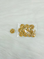 Bright golden Zardosi and sequined handwork button with intricate embroidery, ideal for traditional clothing accessories.