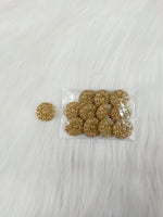 Dull golden Zardosi and moti handwork button with intricate embroidery, designed for traditional Indian garments.
