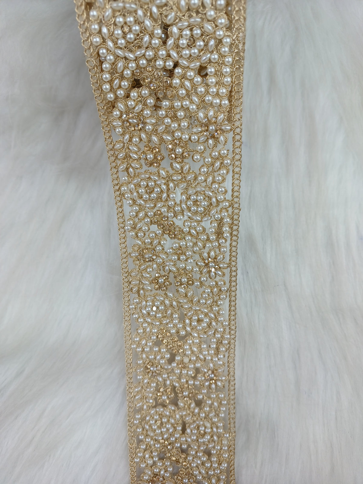 Moti and stonework golden lace - LH A55Lace Hut Lace Hut