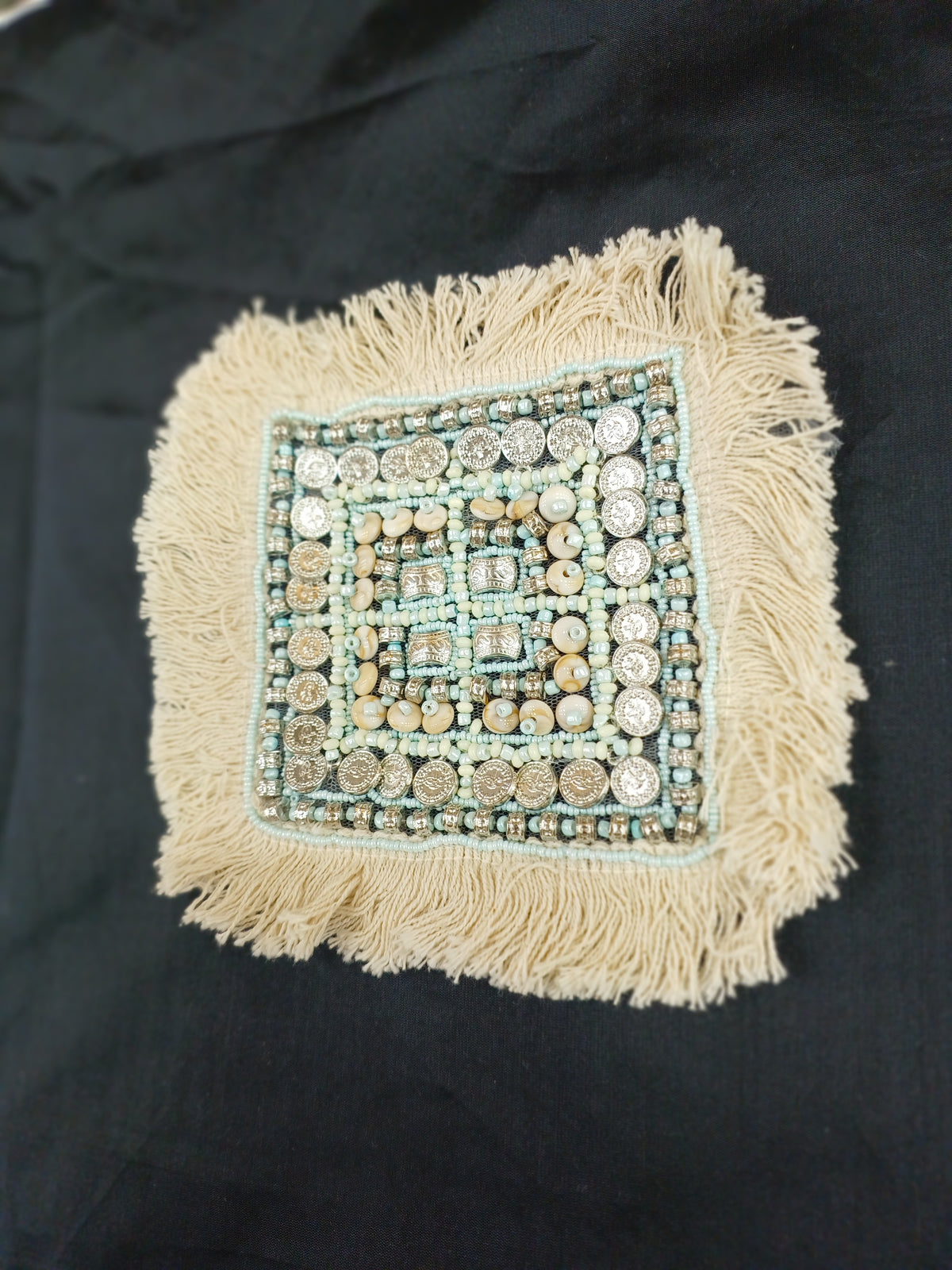 Boho handwork light blue with off white patch - LH D15