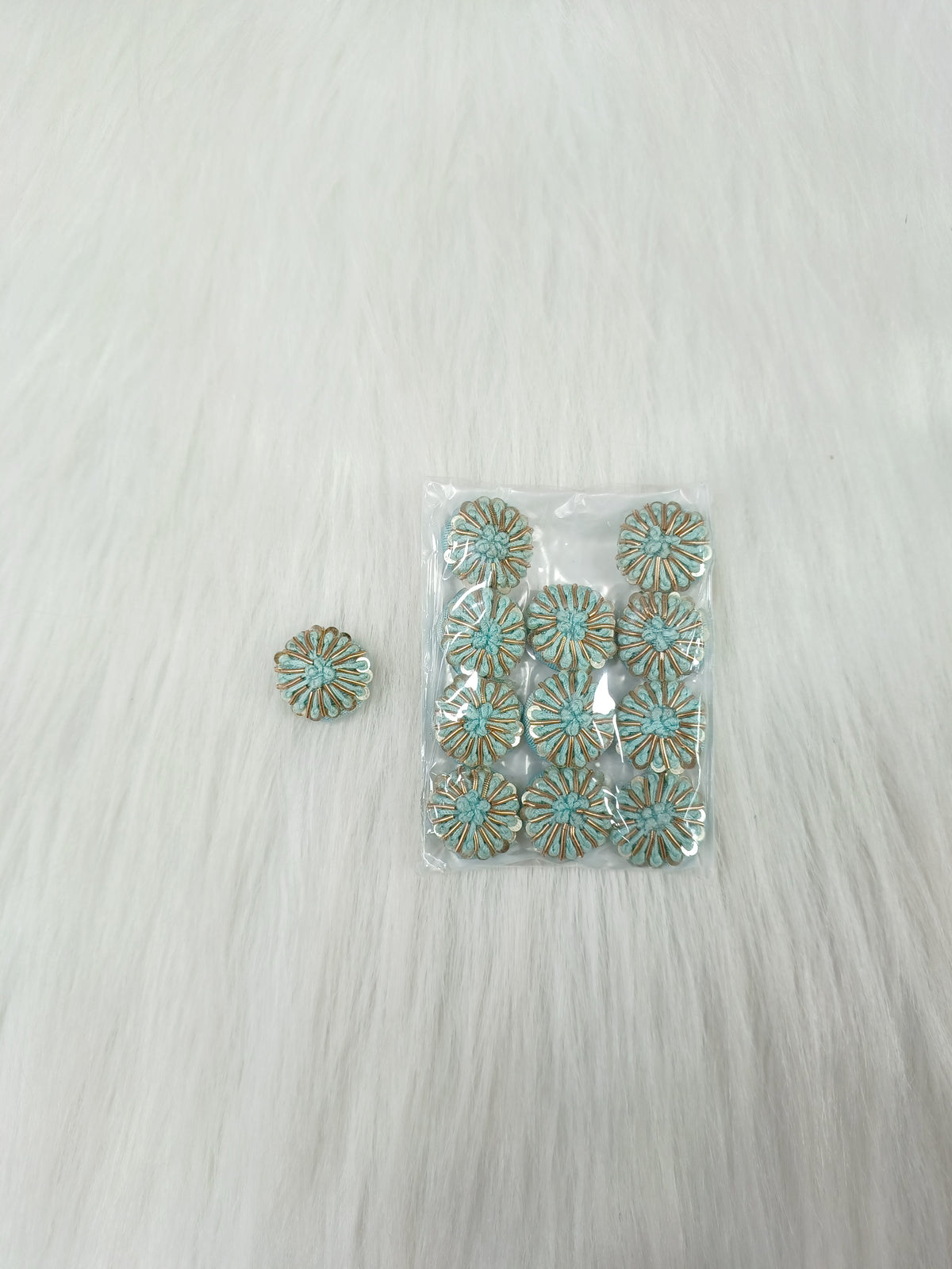 Zardosi and Embroidery handwork sky blue Button - LH B153